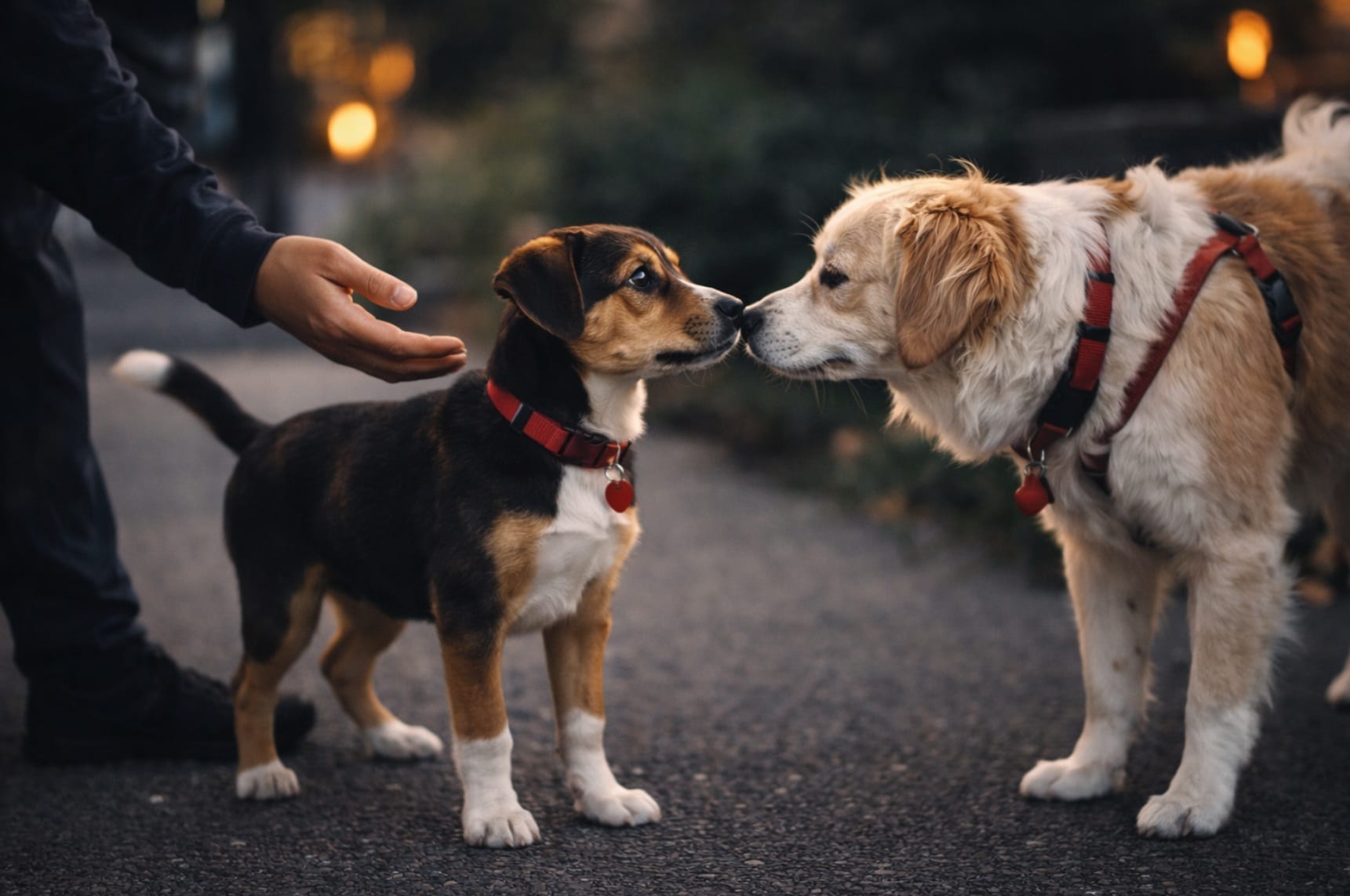 Socializzazione del cucciolo nei primi mesi di vita Cucciolo che socializza serenamente con persone e altri cani nei primi mesi di vita