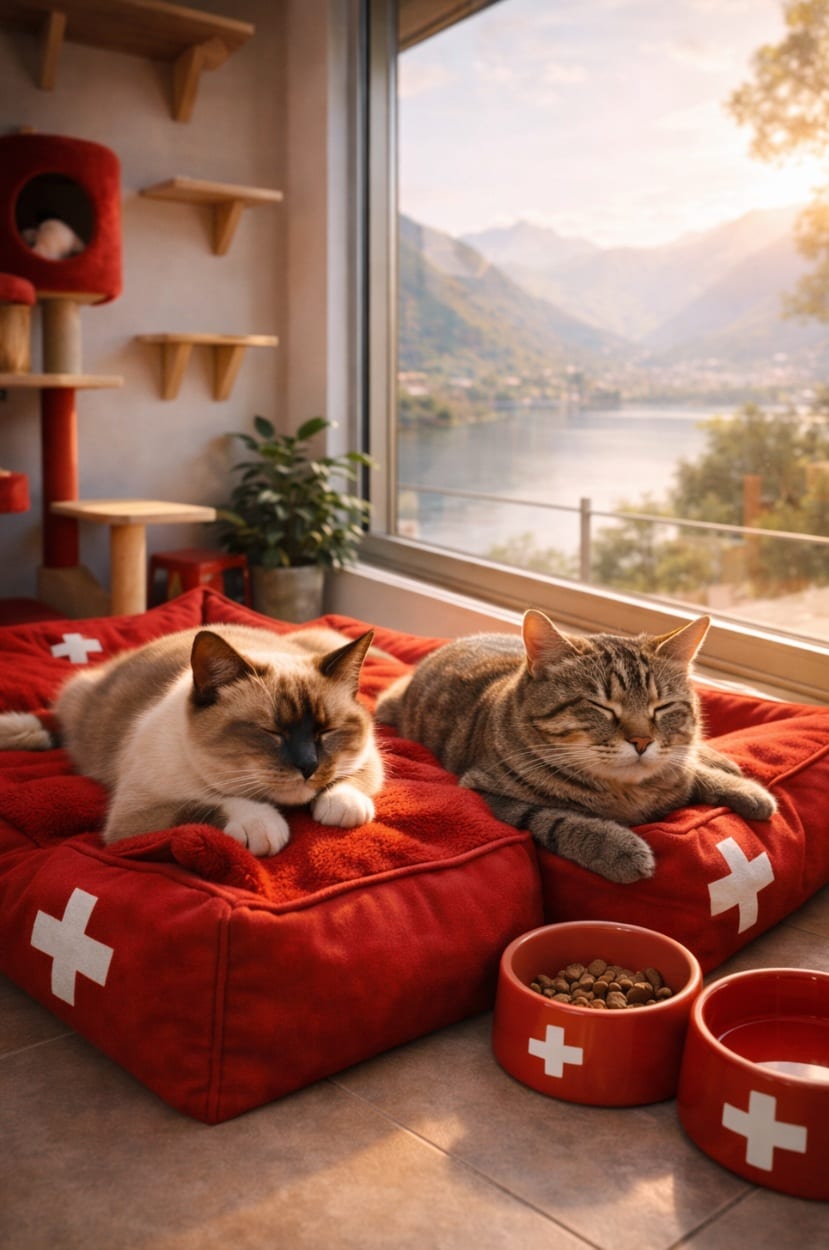 Pensione gatti in Ticino: gatto rilassato in ambiente sicuro e accogliente