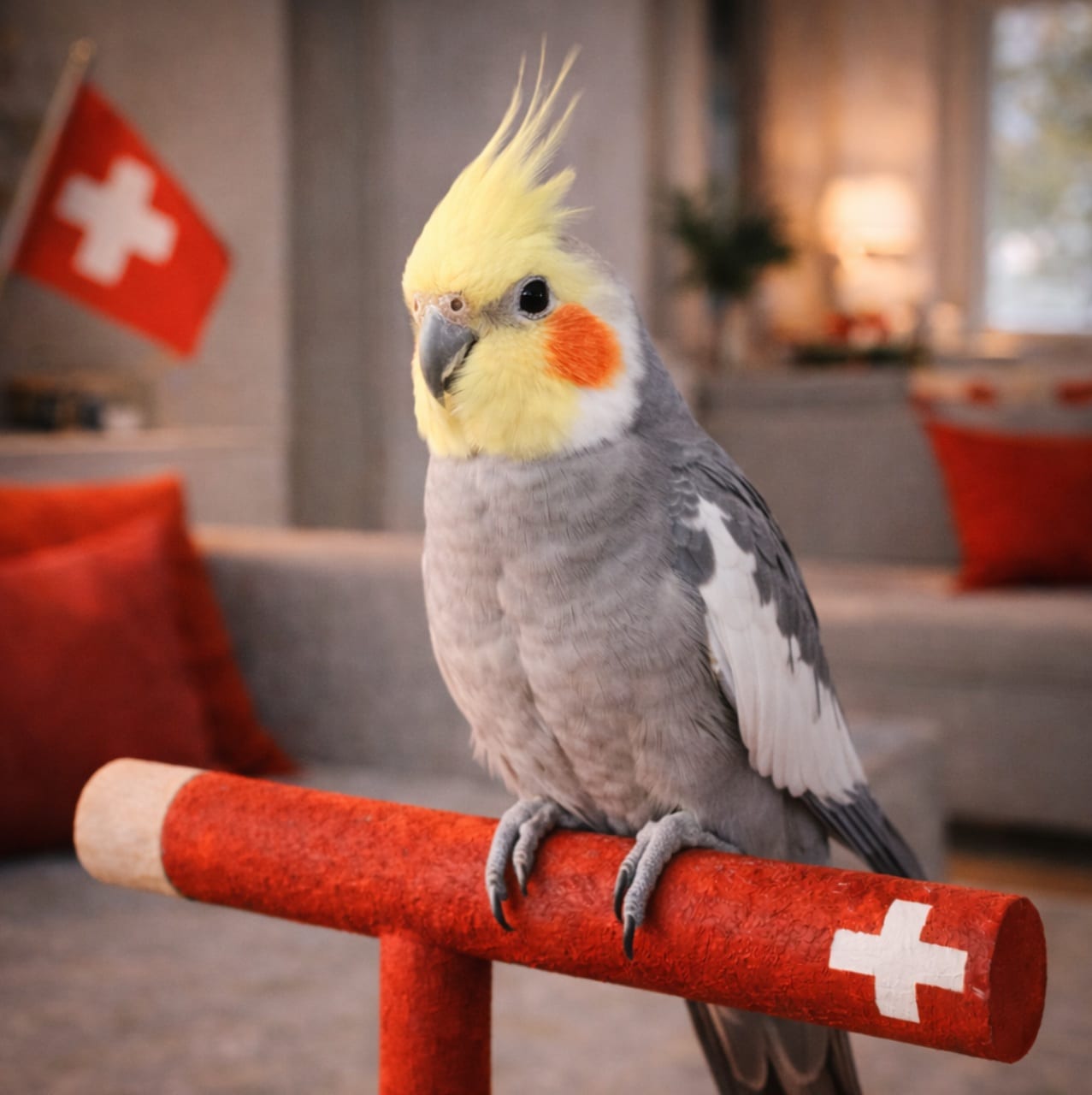 Calopsite grigio e giallo con cresta — Allevamento pappagalli Ticino